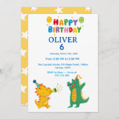 Crocodile & Hippo Birthday Invitation 招待状 (正面/裏面)