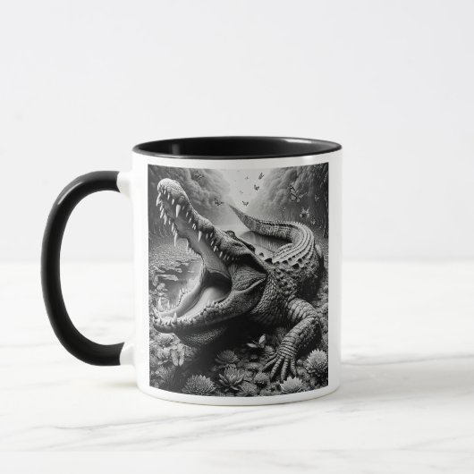 Crocodile impressionnant dans un décor sauvage. マグカップ (左)