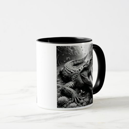Crocodile impressionnant dans un décor sauvage. マグカップ (正面右)