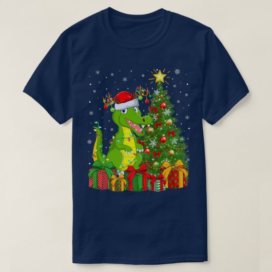 Crocodile Lighting Xmas Tree Santa Hat Crocodile C Tシャツ (デザイン正面)