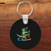 Crocodile Lover Skiing Alligator Reptile Water Ski キーホルダー (正面)