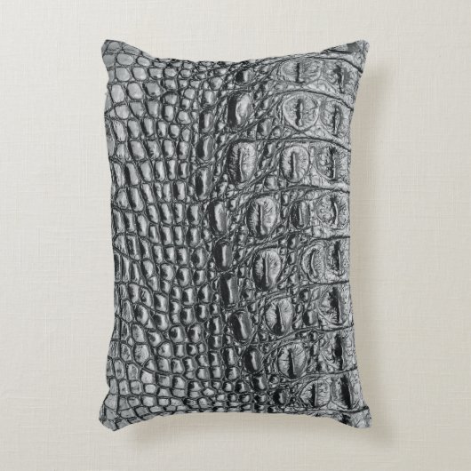 Crocodile Noir:ブラックレザーミスティーク アクセントクッション (正面(垂直))