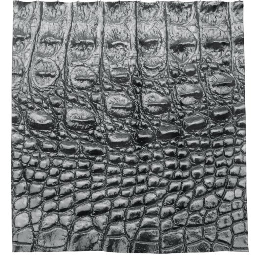 Crocodile Noir:ブラックレザーミスティーク シャワーカーテン (正面)