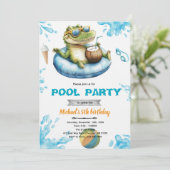 Crocodile Pool Party Birthday Invitation 招待状 (スタンド正面)