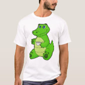 Crocodile with Cup of Coffee Tシャツ (正面)