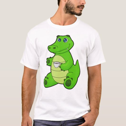 Crocodile with Cup of Coffee Tシャツ (正面)