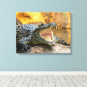 Crocodile with open mouth キャンバスプリント (インサイチュ (ウッドフロア))