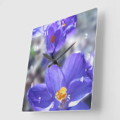 Crocus Purple Flowers写真 スクエア壁時計 (傾斜)