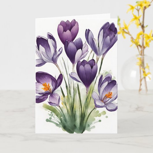 Crocus - Watercolor flowers カード (黄色い花)