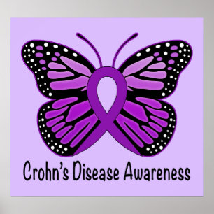 Crohn's Disease Butterfly Awareness Ribbon ポスター