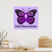 Crohn's Disease Butterfly Awareness Ribbon ポスター (キッチン)