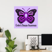Crohn's Disease Butterfly Awareness Ribbon ポスター (ホームオフィス)