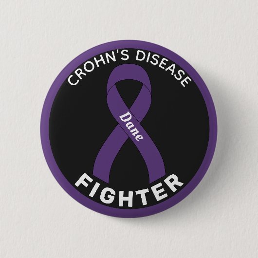Crohn's Disease Fighter Ribbon Black Button 缶バッジ (正面)