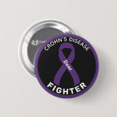 Crohn's Disease Fighter Ribbon Black Button 缶バッジ (正面&裏面)