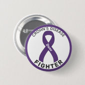 Crohn's Disease Fighter Ribbon White Button 缶バッジ (正面&裏面)