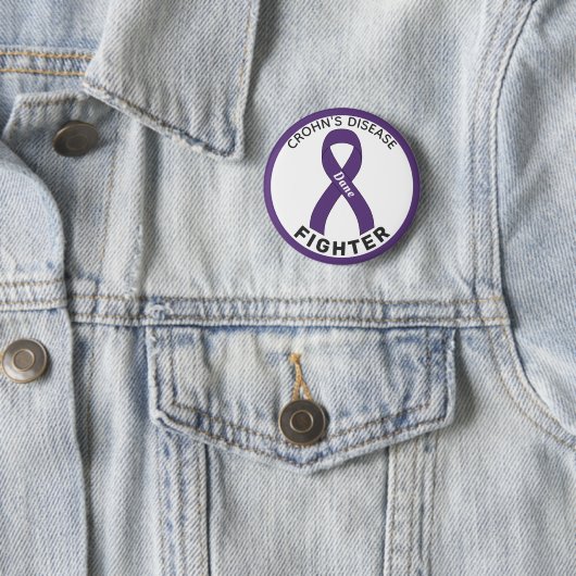 Crohn's Disease Fighter Ribbon White Button 缶バッジ (インサイチュ)
