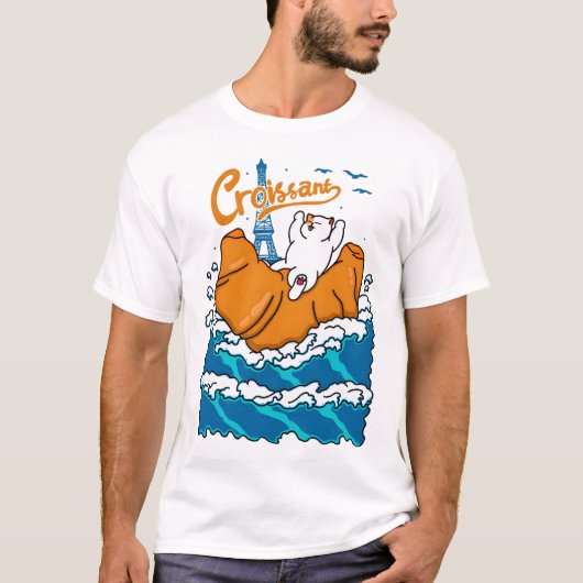Croissant and Cat in the Wave  Tシャツ (正面)