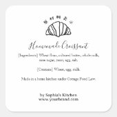 Croissant Bakery Bread Ingredient Label Minimalist スクエアシール (正面)