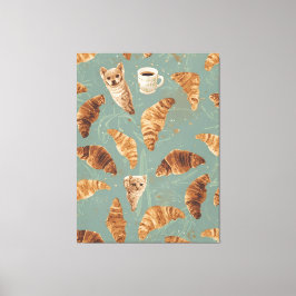 Croissant Crawl Cats, Coffee & French Bakery Chaos キャンバスプリント