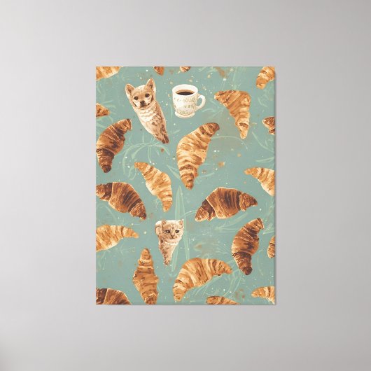 Croissant Crawl Cats, Coffee & French Bakery Chaos キャンバスプリント (正面)