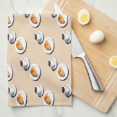 croissant on a plate with a cup of black coffee キッチンタオル (四つ折り)