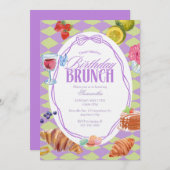 Croissant Pastel Birthday Brunch  招待状 (正面/裏面)