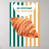 Croissant Poster French Bakery Kitchen Wall Art ポスター (正面)