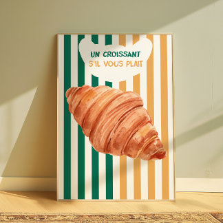 Croissant Poster French Bakery Kitchen Wall Art ポスター