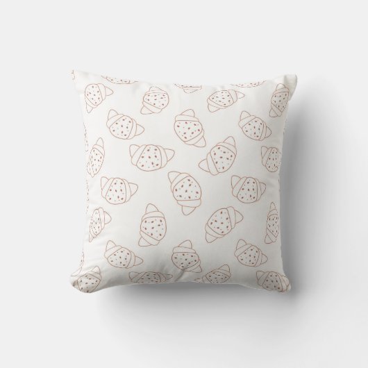 croissant seamless pattern in lineart style on whi クッション (正面)