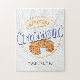 Croissant Snack Vintage France Retro Breakfast ジグソーパズル