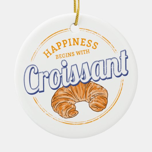 Croissant Snack Vintage France Retro Breakfast セラミックオーナメント (正面)