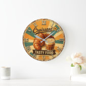 Croissant Time Vintage Kitchen ラージ壁時計 (ホーム)