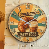 Croissant Time Vintage Kitchen ラージ壁時計