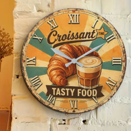 Croissant Time Vintage Kitchen ラージ壁時計