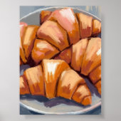 Croissants Fresh Bakery Watercolor Painting ポスター (正面)