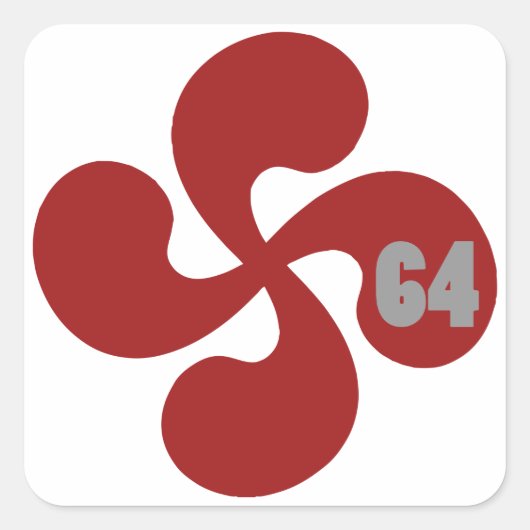 Croix basque rouge 64 Lauburu スクエアシール (正面)