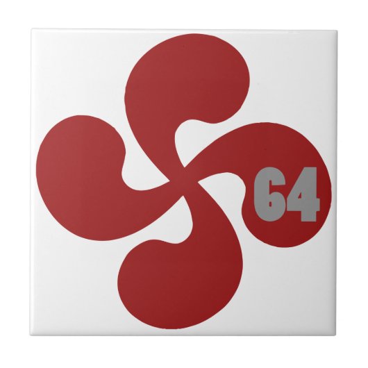 Croix basque rouge 64 Lauburu タイル (正面)