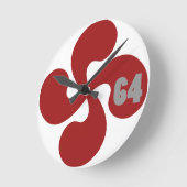 Croix basque rouge 64 Lauburu ラウンド壁時計 (傾斜)