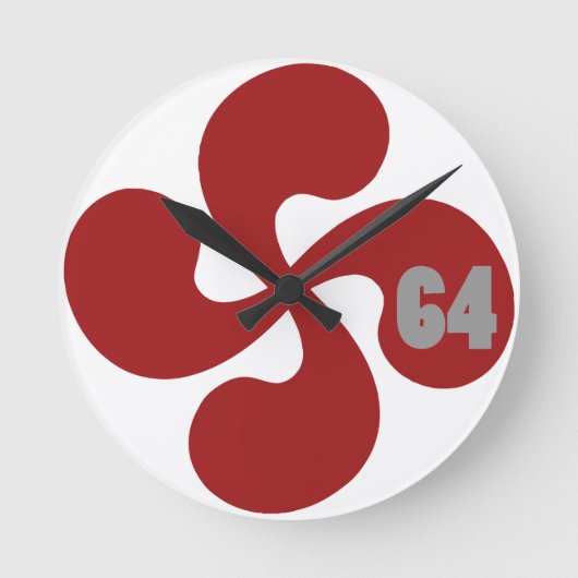 Croix basque rouge 64 Lauburu ラウンド壁時計 (正面)