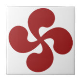 Croix Basque Rouge Lauburu タイル (正面)