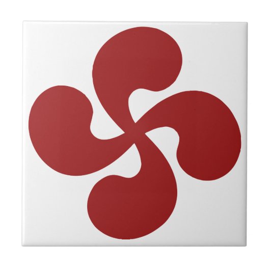 Croix Basque Rouge Lauburu タイル (正面)