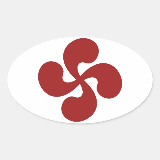 Croix Basque Rouge Lauburu 楕円形シール (正面)