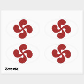 Croix Basque Rouge Lauburu 楕円形シール (シート)