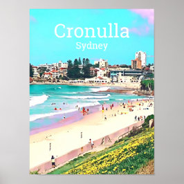 Cronulla Sydney beachside Summer travel print ポスター