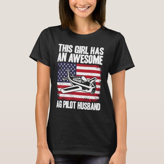 Crop Duster American Flag AG Pilot Wife Tシャツ (正面)