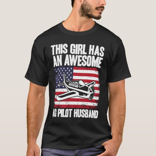 Crop Duster American Flag AG Pilot Wife Tシャツ (正面)