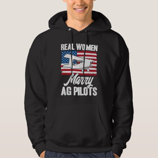 Crop Duster American Flag Real Women Marry AG Pilo パーカ (正面)