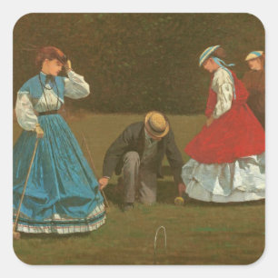 croquetのゲーム1866年(キャンバスの油) スクエアシール
