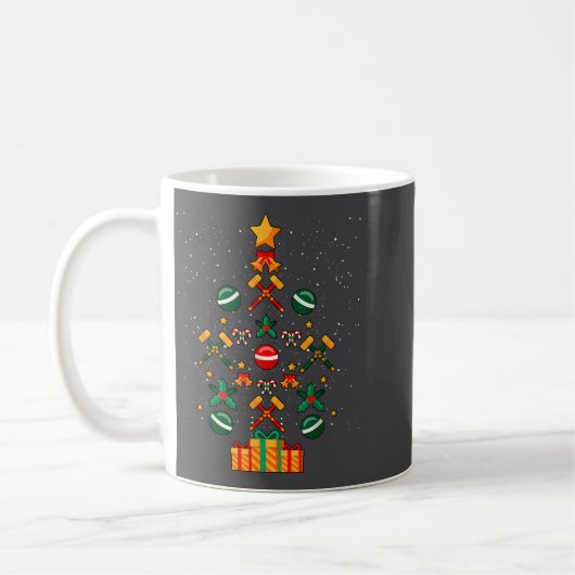 Croquet Christmas Tree Xmas コーヒーマグカップ (左)