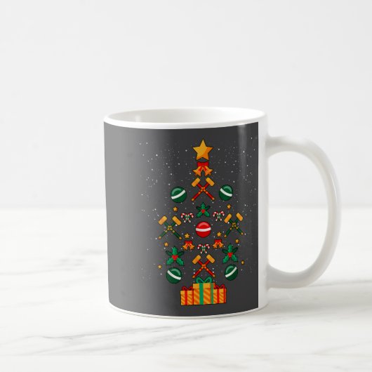 Croquet Christmas Tree Xmas コーヒーマグカップ (右)